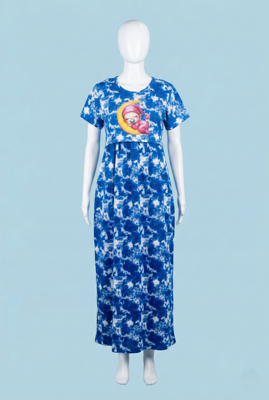 Zipless Feeding Maxi | Tye & Dye | Normal sleeve | Moon Print | Dark Blue