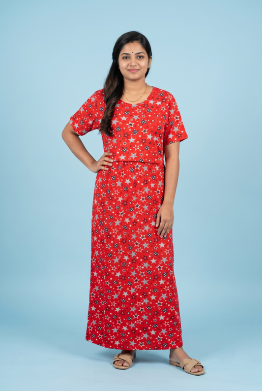 Zipless Feeding Maxi | Normal sleeve | Star print | Red