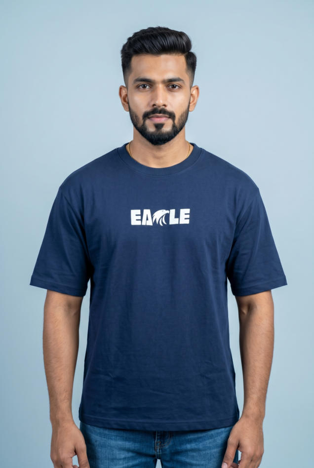 Round Neck - Drop shoulder T-shirt | Eagle Puff Print