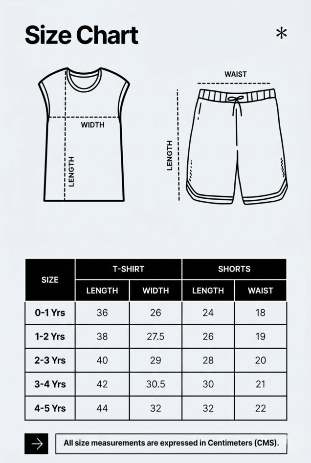 Story Kids | Unisex Sleeveless T-shirt and Shorts | Premium Quality | Blue (Crab)
