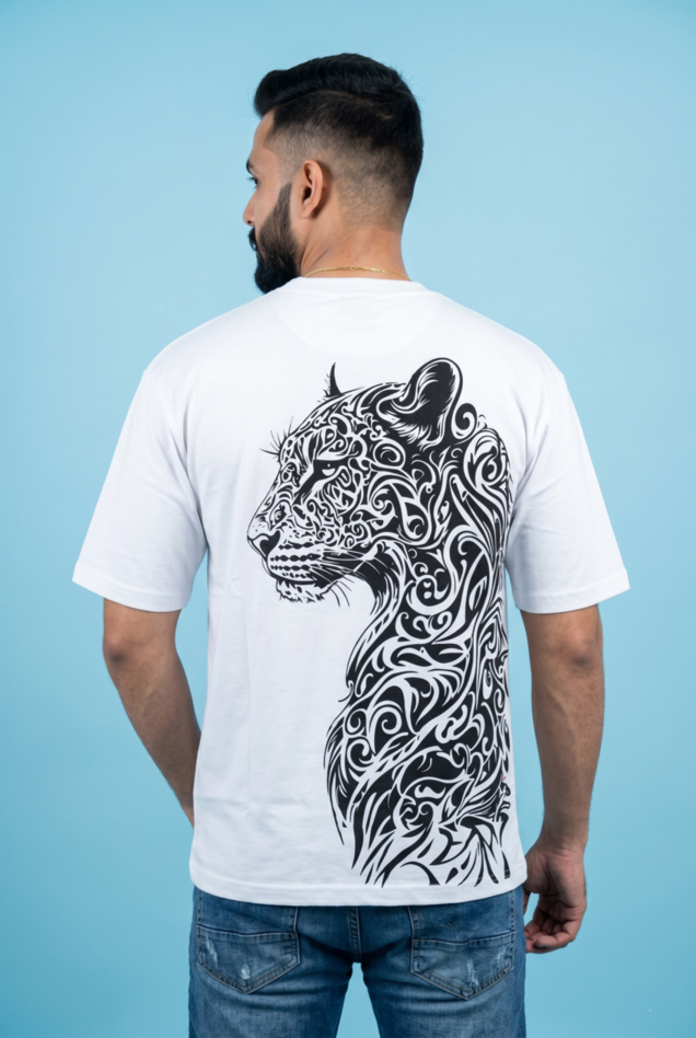 Round Neck - Drop shoulder | Tiger Puff Print