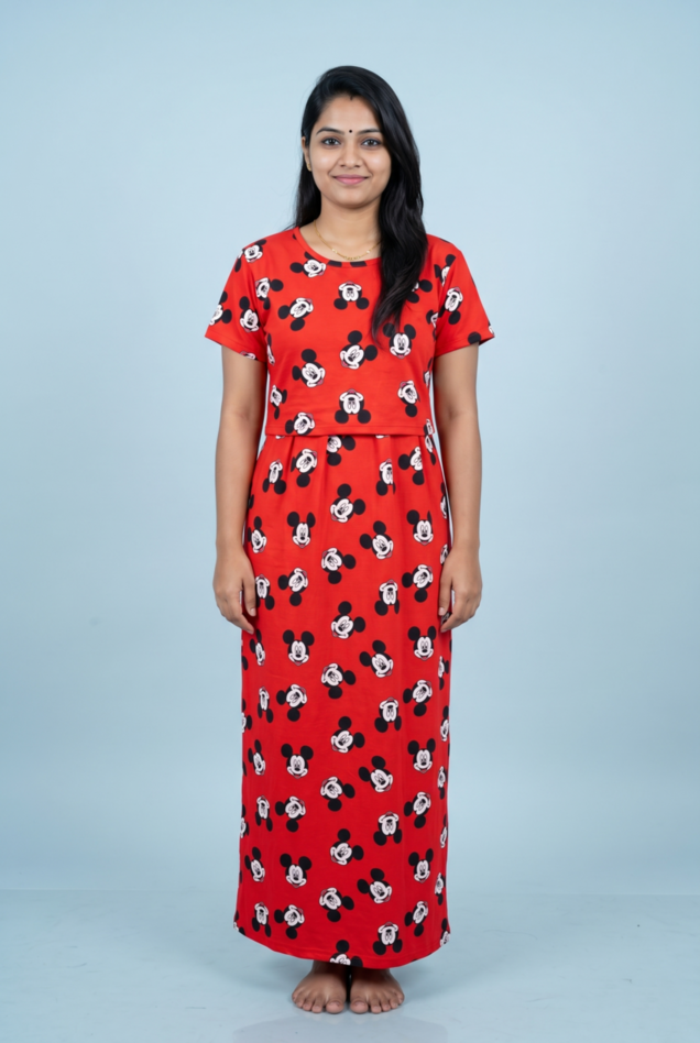 Zipless Feeding Maxi | Normal sleeve | Micky print | Red