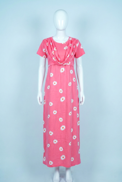 Zipless Shawl Type Feeding Maxi | Normal sleeve | Flower Print | Rose