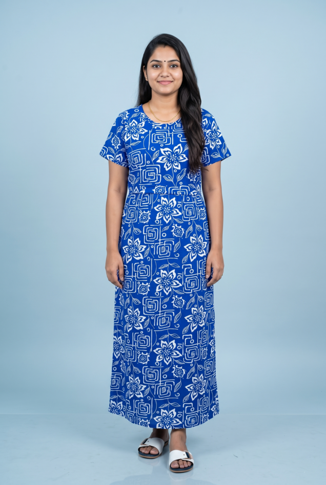 Zipless Feeding Maxi | Normal sleeve | Big Flower Print | Blue