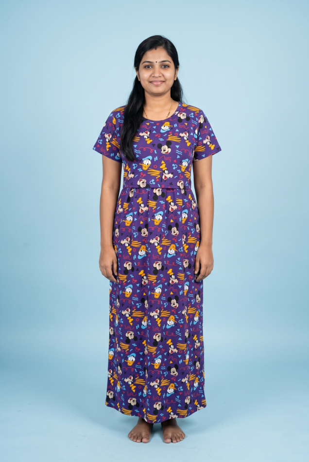 Zipless Feeding Maxi | Normal sleeve | Micky Print | Violet