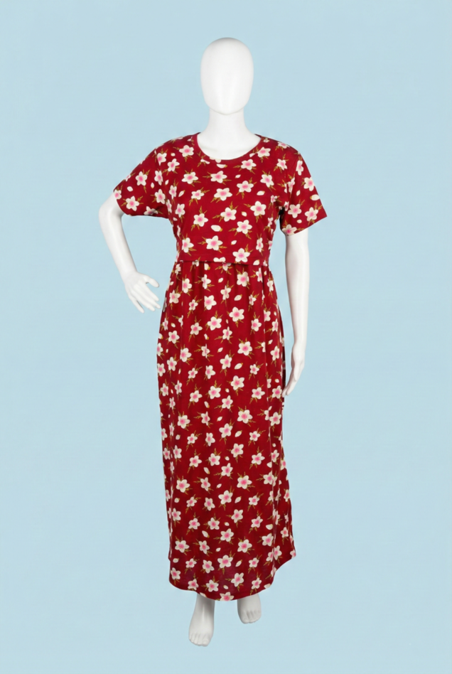 Zipless Feeding Maxi | Normal sleeve | Big Flower Print | Red
