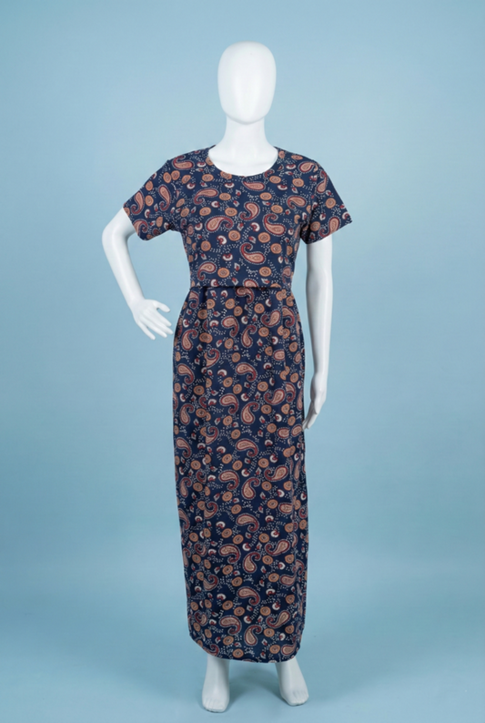 Zipless Feeding Maxi | Normal sleeve | Mango Print | Dark Blue