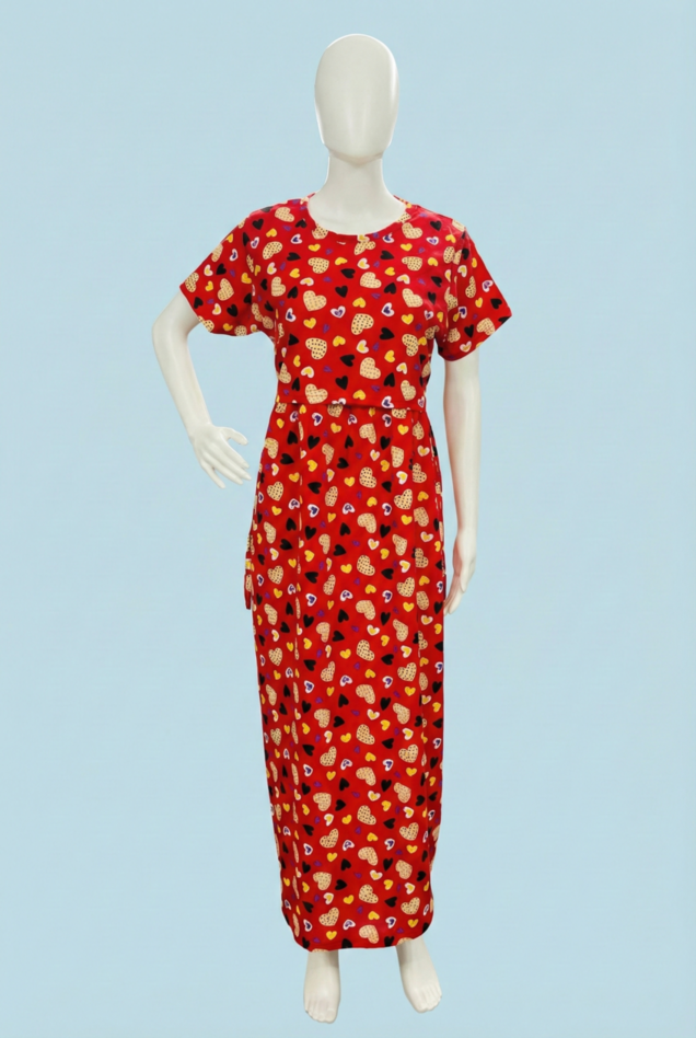 Zipless Feeding Maxi | Normal sleeve | Heart Print | Red