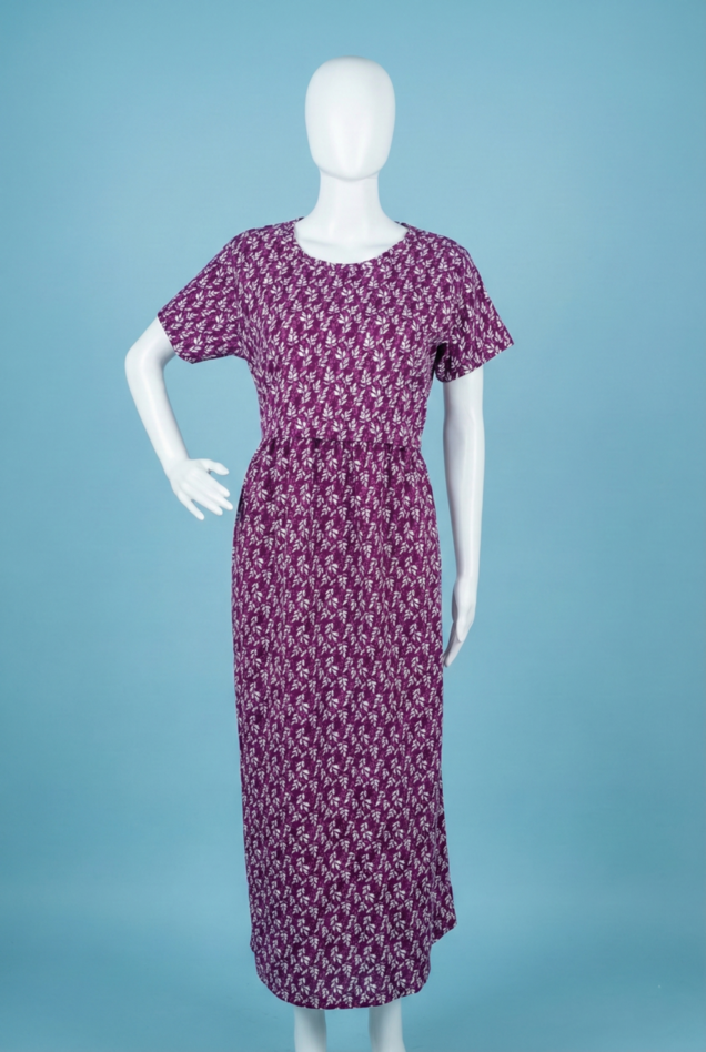 Zipless Feeding Maxi | Normal sleeve | Leaf Print | Violet