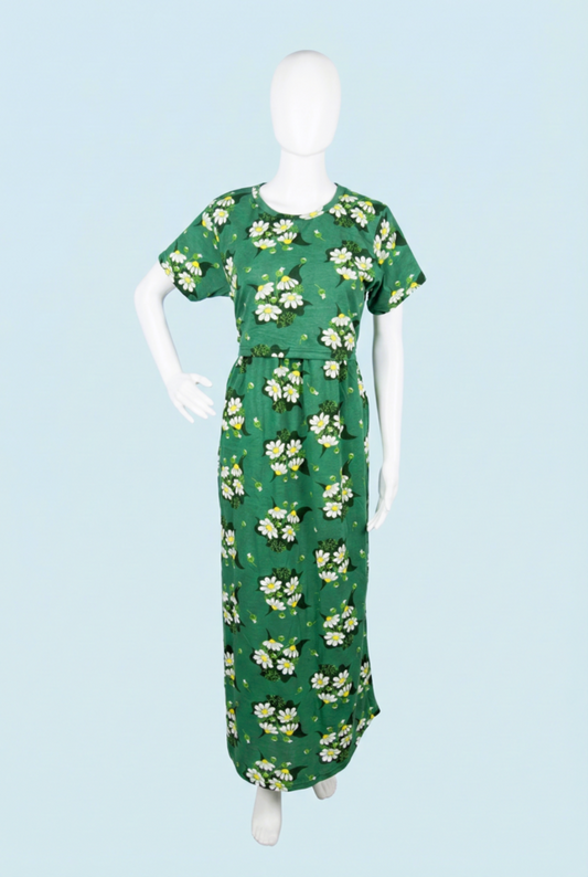 Zipless Feeding Maxi | Normal sleeve | Big Flower Print | Green