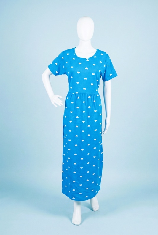 Non-Feeding Maxi | Normal sleeve | Small Heart print | Sky Blue