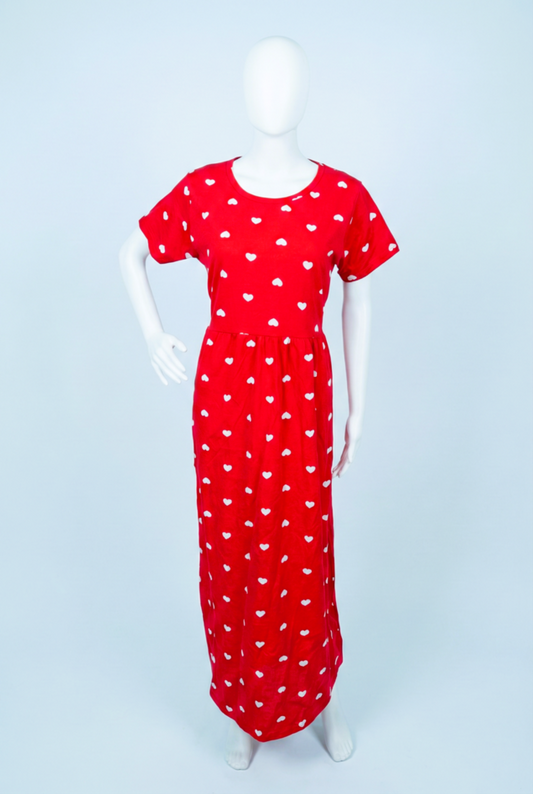 Non-Feeding Maxi | Normal sleeve | Heart print | Pink