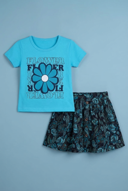 Story Kids| Girls T-shirt and Skirt set | Blue
