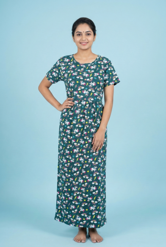 Zipless Feeding Maxi | Normal sleeve | Rainbow & Unicorn Print |Green