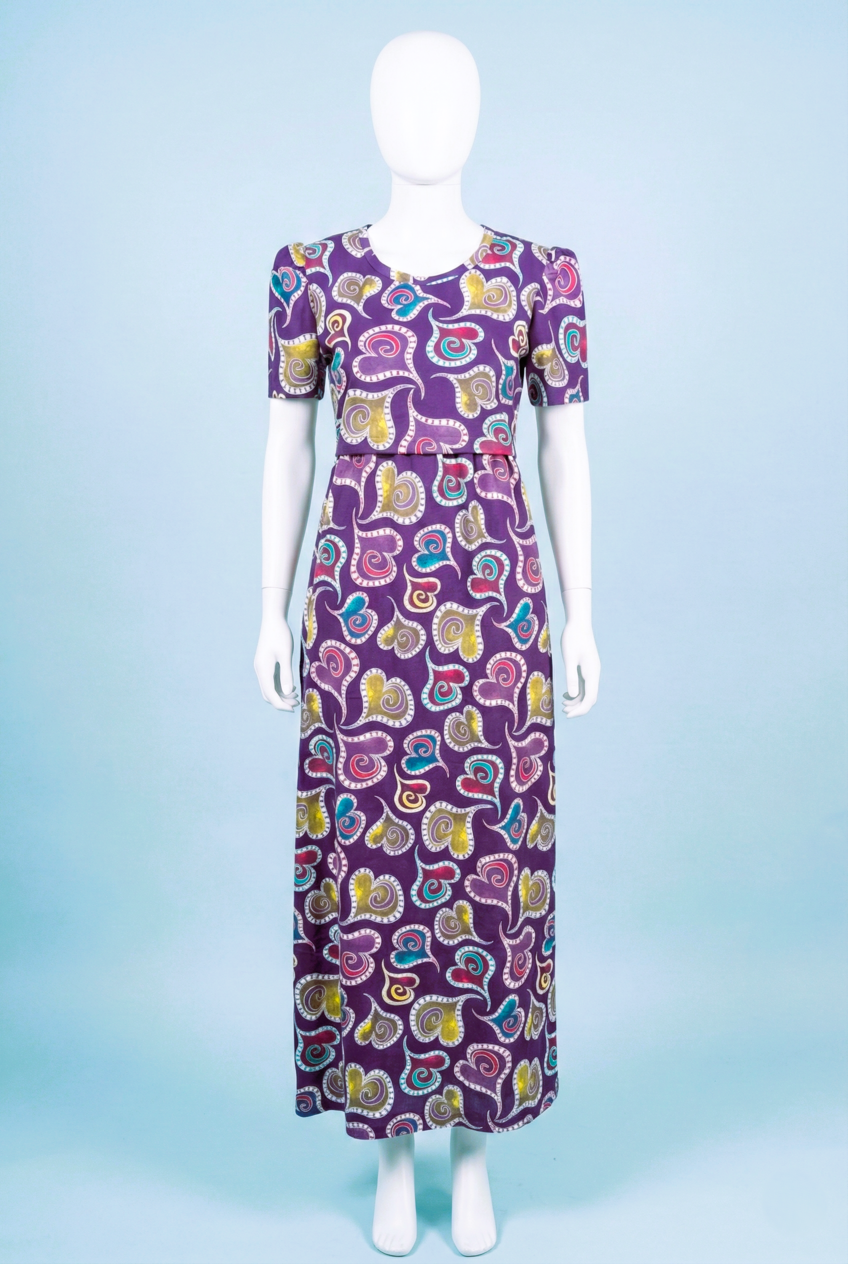 Zipless Feeding Maxi | Puff sleeve | Heart Print | Violet