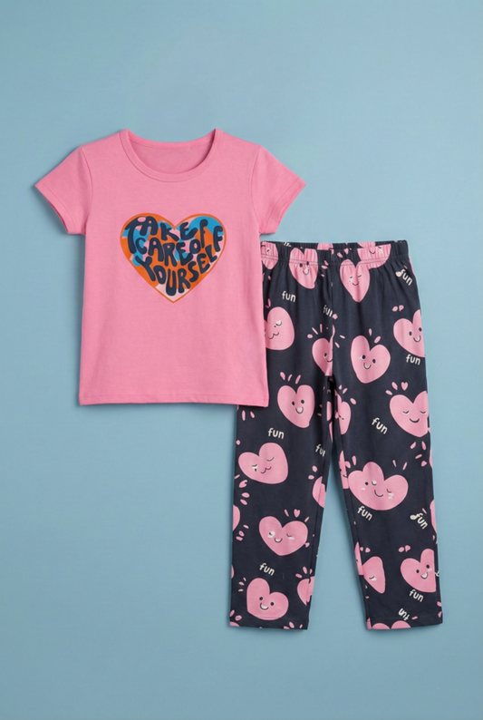 Story Kids | Girls T-shirt & Pant Set | Premium Quality | Pink