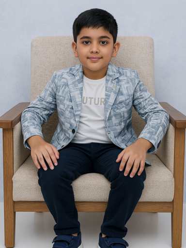 Blue Crushed | Trending Full Blazer set | T-shirt, Blazer & Pant