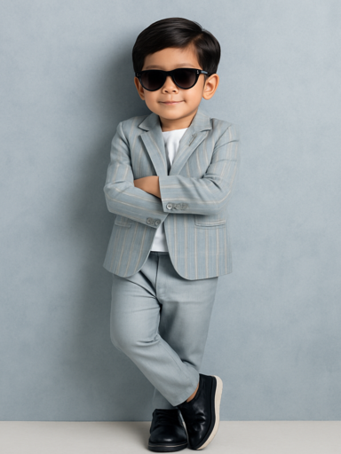 Lite Blue Strips | Trending Full Blazer set | T-shirt, Blazer & Pant