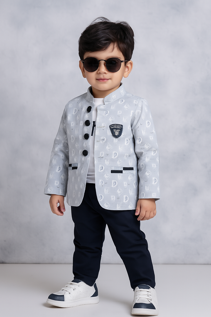 Lite Grey | Trending Full Blazer set | T-shirt, Blazer & Pant