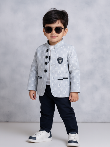 Lite Grey | Trending Full Blazer set | T-shirt, Blazer & Pant