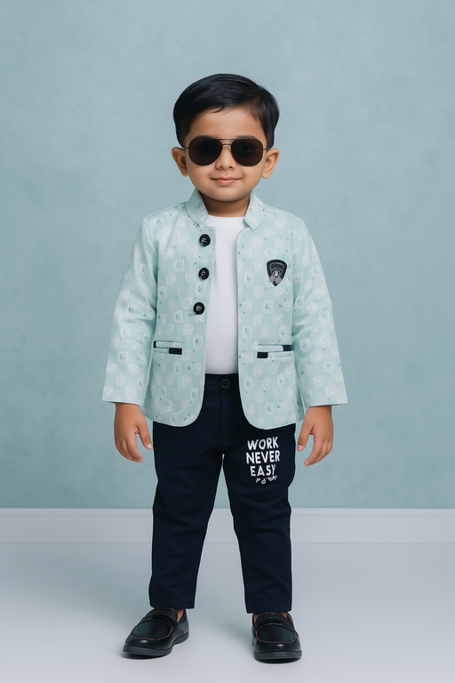 Lite Green | Trending Full Blazer set | T-shirt, Blazer & Pant