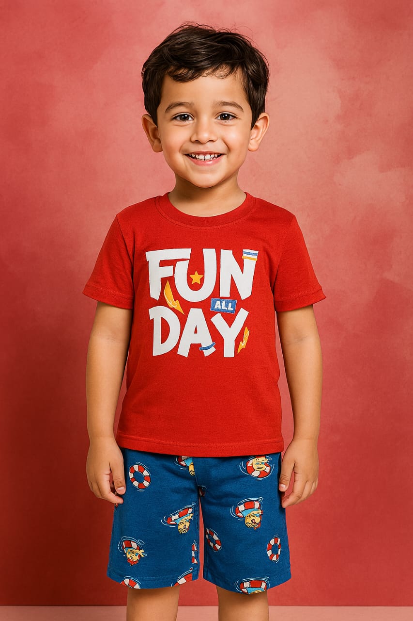 Story Kids | Unisex T-Shirt & Shorts Set | Premium Quality | Red