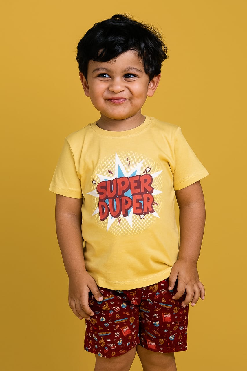 Story Kids | Unisex T-Shirt & Shorts Set | Premium Quality | Yellow