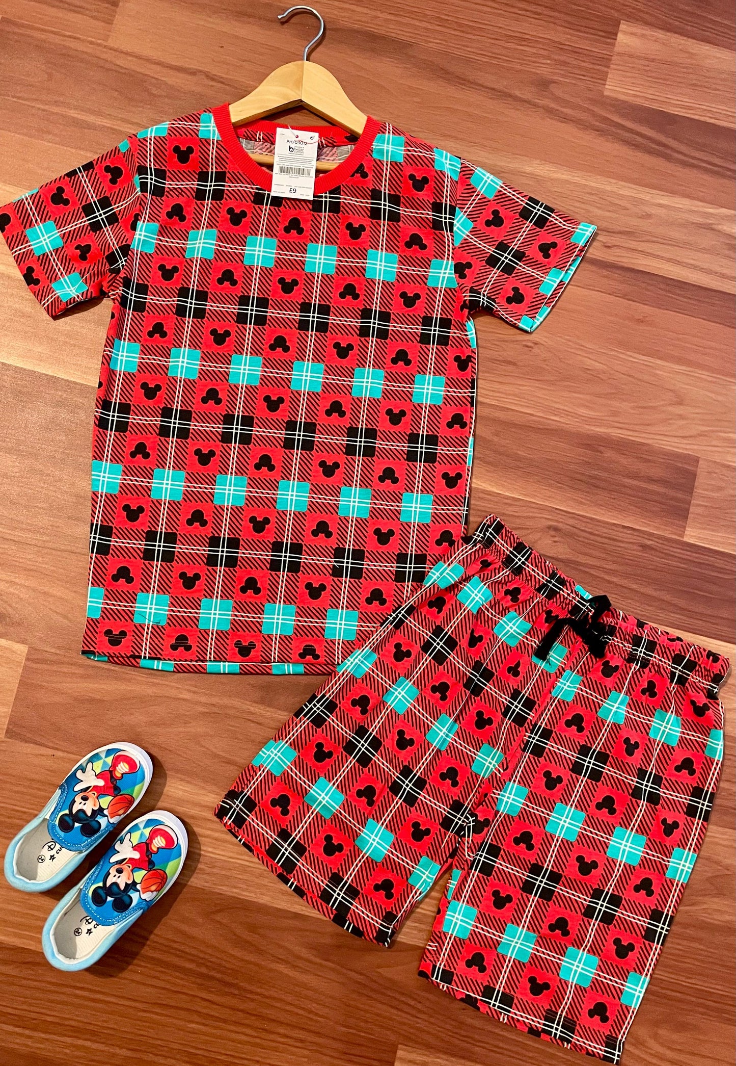 NEXT | Unisex T-Shirt & Shorts Set | Premium Quality | Red Checked