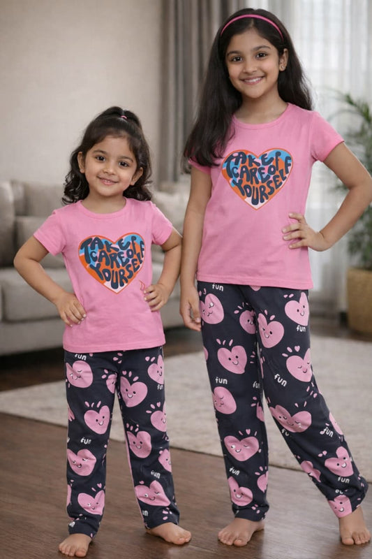 Story Kids | Girls T-shirt & Pant Set | Premium Quality | Pink