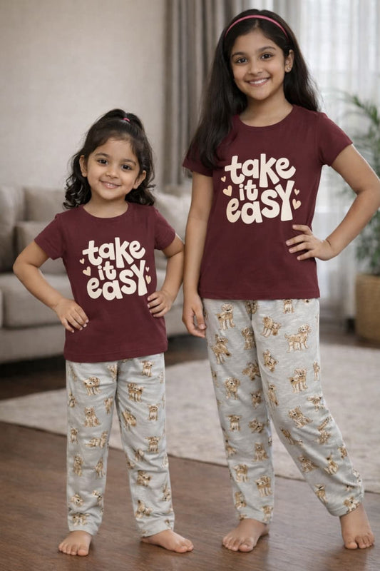 Story Kids | Girls T-shirt & Pant Set | Premium Quality | Brown