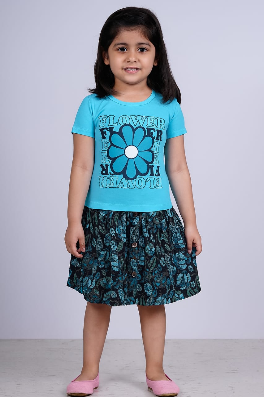 Story Kids| Girls T-shirt and Skirt set | Blue