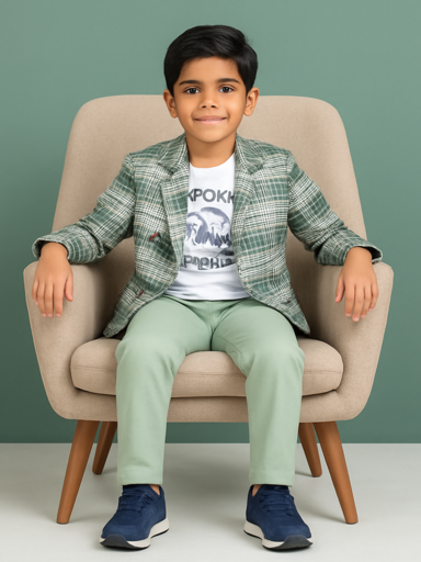 Checked Green | Trending Full Blazer set | T-shirt, Blazer & Pant (Copy)