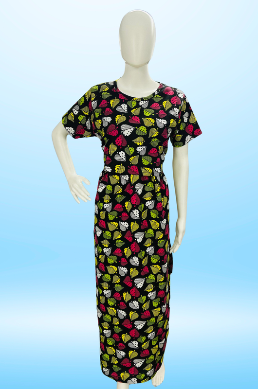 Zipless Feeding Maxi | Normal sleeve | Multi-color Leaf Print | Black