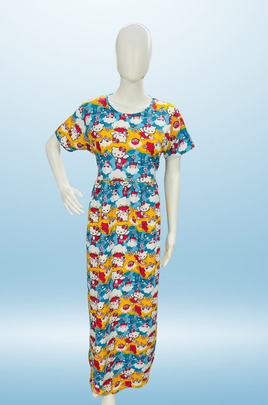 Non-Feeding Maxi | Normal sleeve | floral print | Kitty Yellow-White