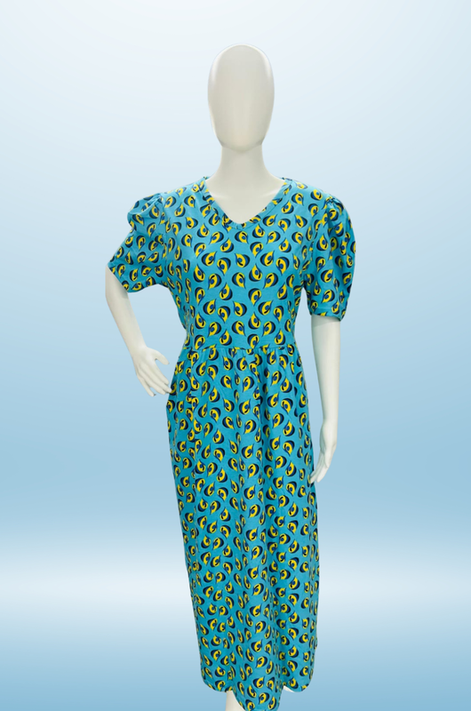 Non-Feeding Maxi | Puff sleeve | Floral Print | Green